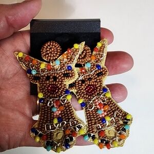 Colorful Beaded Reindeer Earrings FREE SNOWMAN EARRINGS TOO